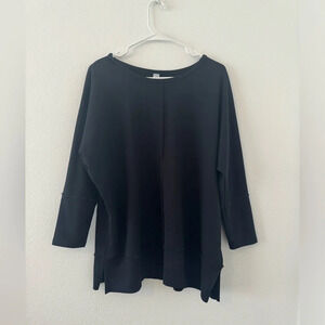 Spanx Perfect Length Three-Quarter Dolman-Sleeve Top Comfy Black Size Large